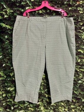 Talbots Heritage Capri Pants Green White Patterned Stretch Women’s Plus 24W
